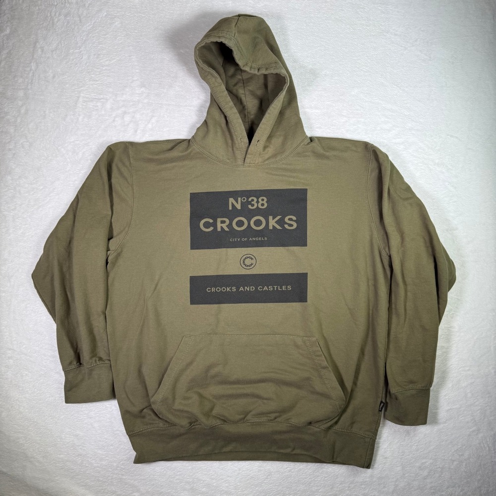 Crooks and Castles No. 38 Hoodie Mens City of Angels Olive Green Size L Jersey